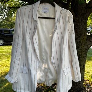 H by Halston White Striped Blazer